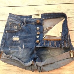 One X One Teaspoon Button Fly Harlets High Rise Twisted Cuffed Denim Shorts 28